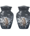 10-inch owl urn, aluminum funeral urn with a wolf howling.