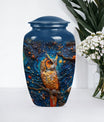 classic aluminium owl urn with howling wolf theme.