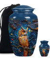 Owl Theme Large Urn With 1 Keepsake Urn