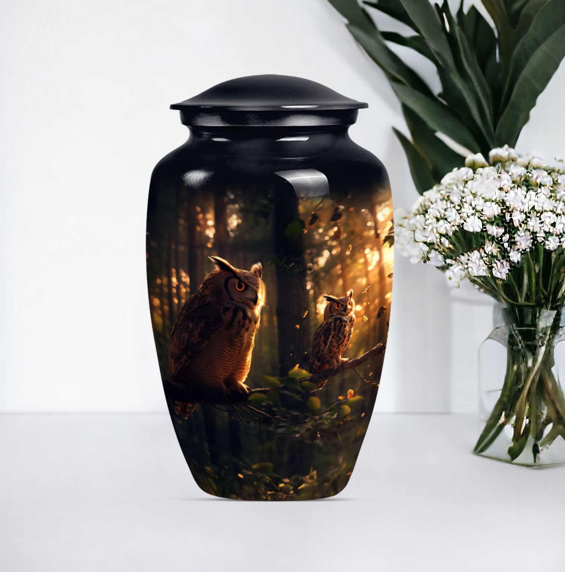 owl urn, cremation urn 