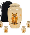 Classic 10 inch owl urn with wolf howling theme.