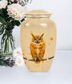 Classic 10 inch owl urn with wolf howling theme.