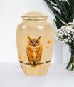 Classic 10 inch owl urn with wolf howling theme.