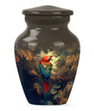 10-inch macaw parrot urn with wolf howling 