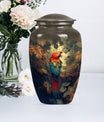 10-inch macaw parrot urn with wolf howling 