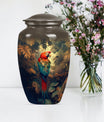 10-inch macaw parrot urn with wolf howling 