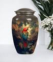 10-inch macaw parrot urn with wolf howling 