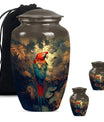 10-inch macaw parrot urn with wolf howling 