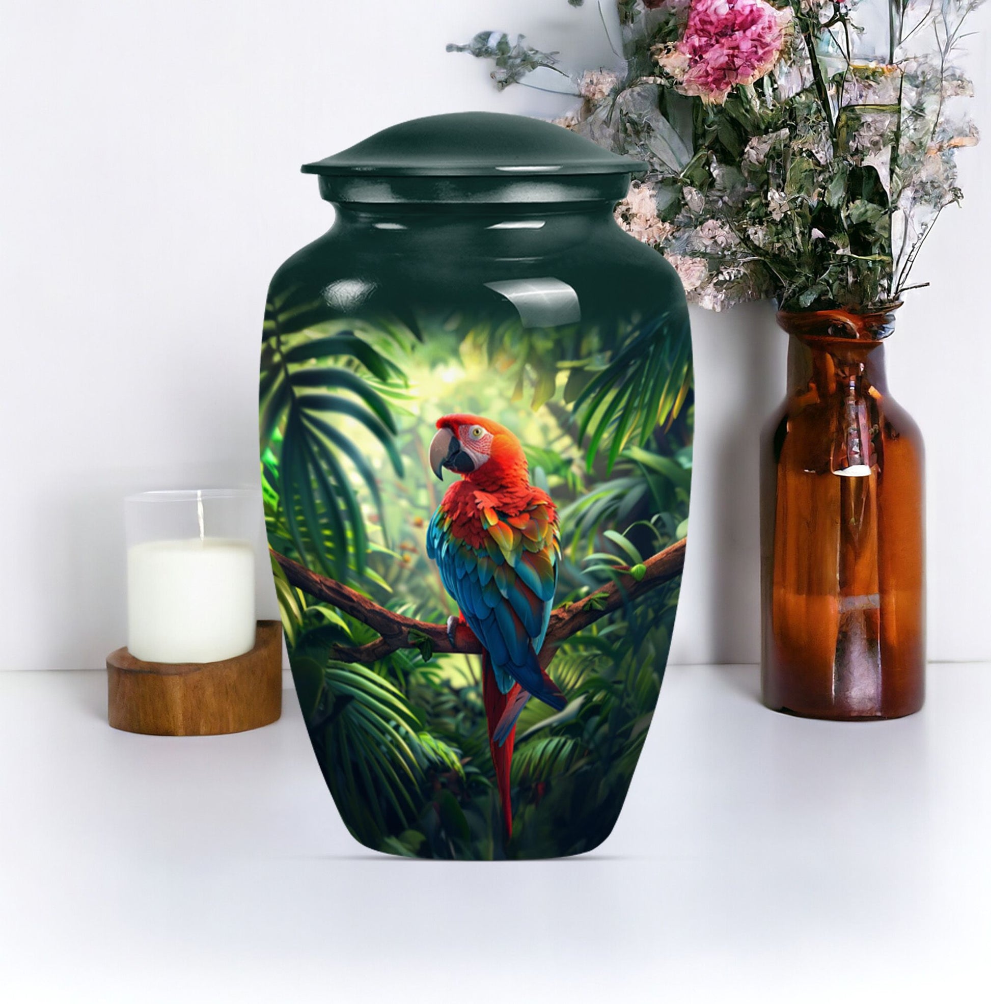 10-inch Macaw parrot style large classic urn for human ashes