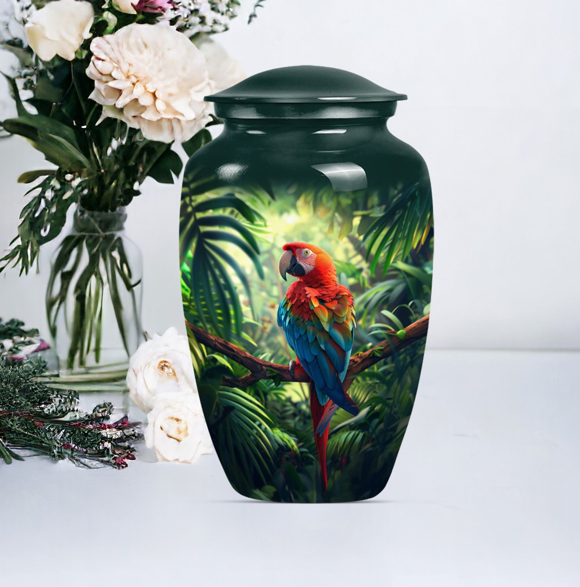 10-inch Macaw parrot style large classic urn for human ashes