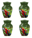 macaw parrot urn in classic design with howling wolf theme.