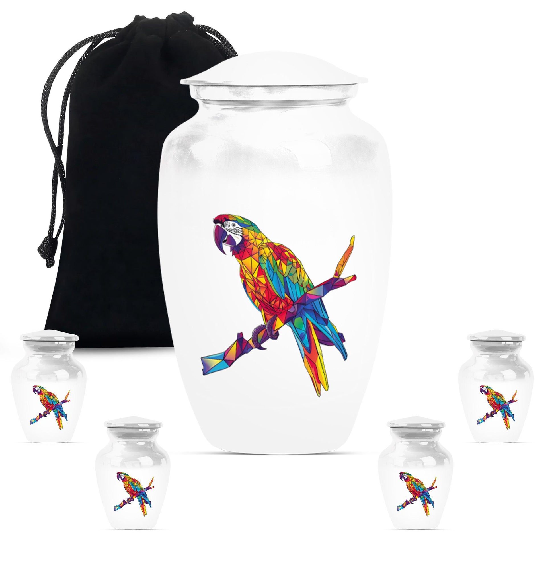 Macaw parrot-themed classic urn for ashes