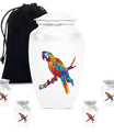 Macaw parrot-themed classic urn for ashes