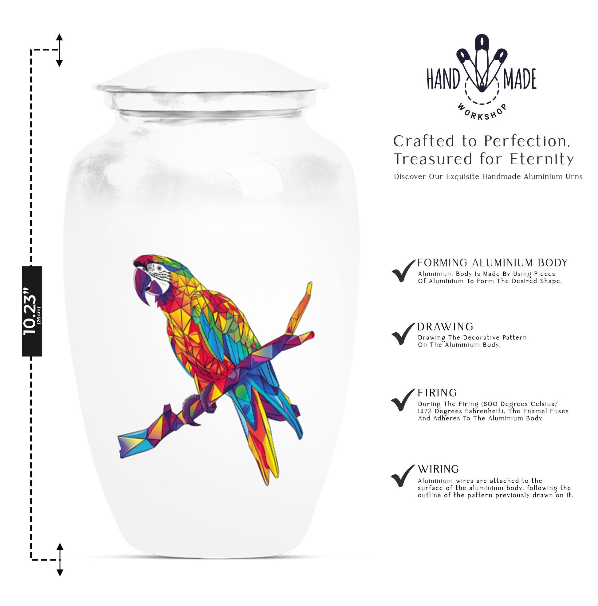 Macaw parrot-themed classic urn for ashes