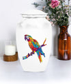 Macaw parrot-themed classic urn for ashes