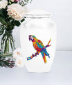 Macaw parrot-themed classic urn for ashes