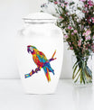 Macaw parrot-themed classic urn for ashes