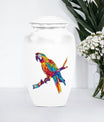 Macaw parrot-themed classic urn for ashes