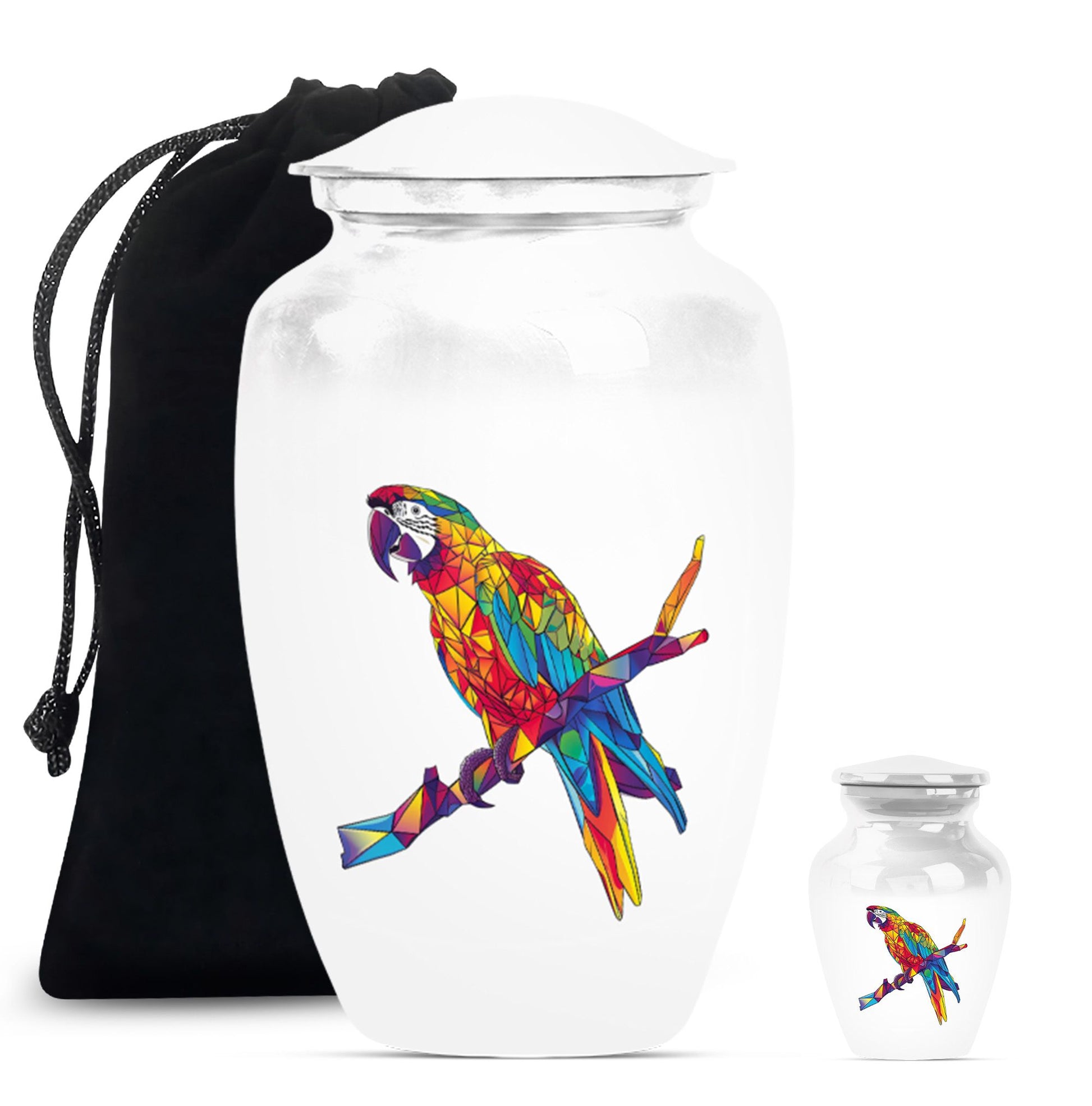 Macaw parrot-themed classic urn for ashes