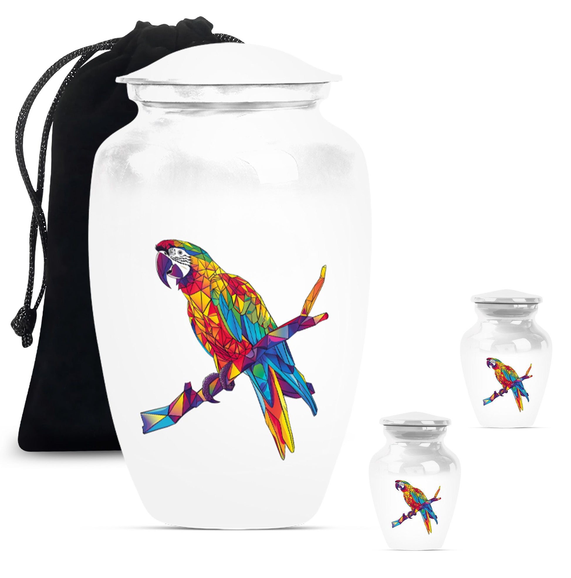 Macaw parrot-themed classic urn for ashes