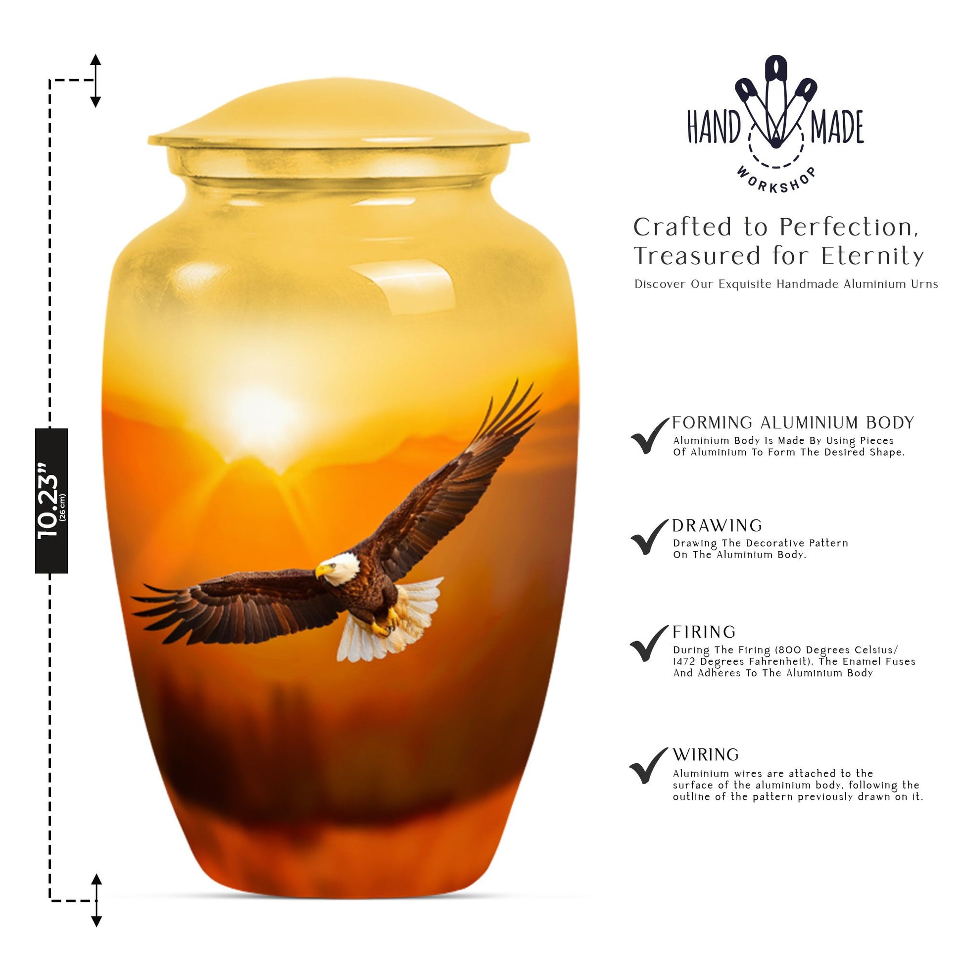 10-inch EAGLE Urn with Howling Wolf design.