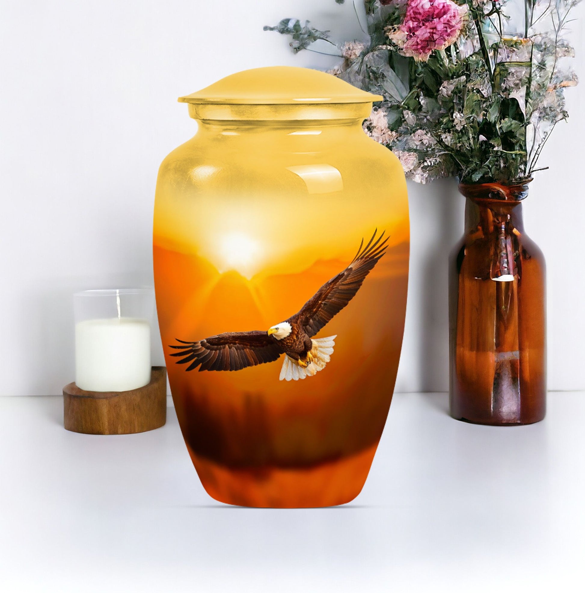 10-inch EAGLE Urn with Howling Wolf design.