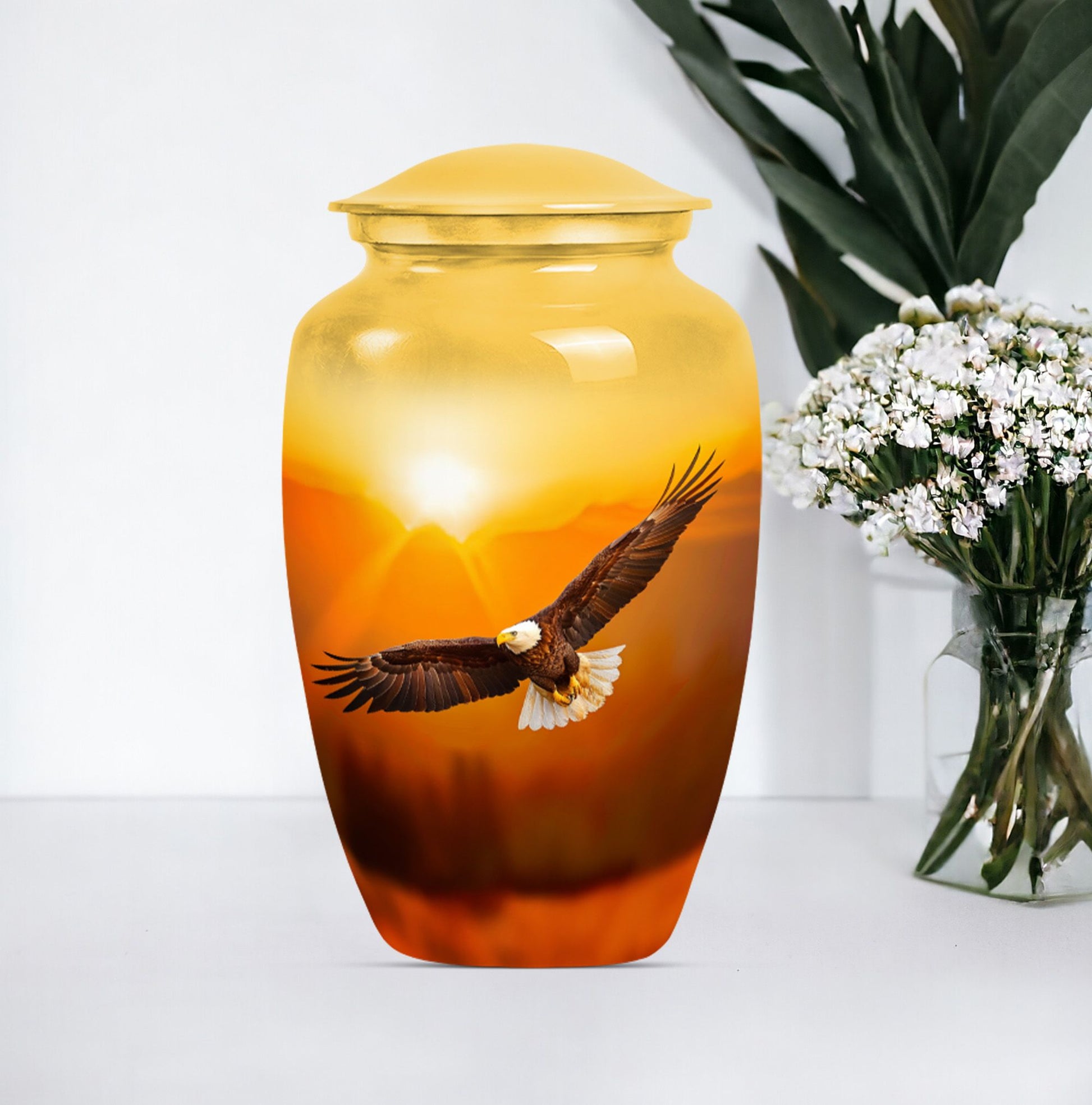 10-inch EAGLE Urn with Howling Wolf design.