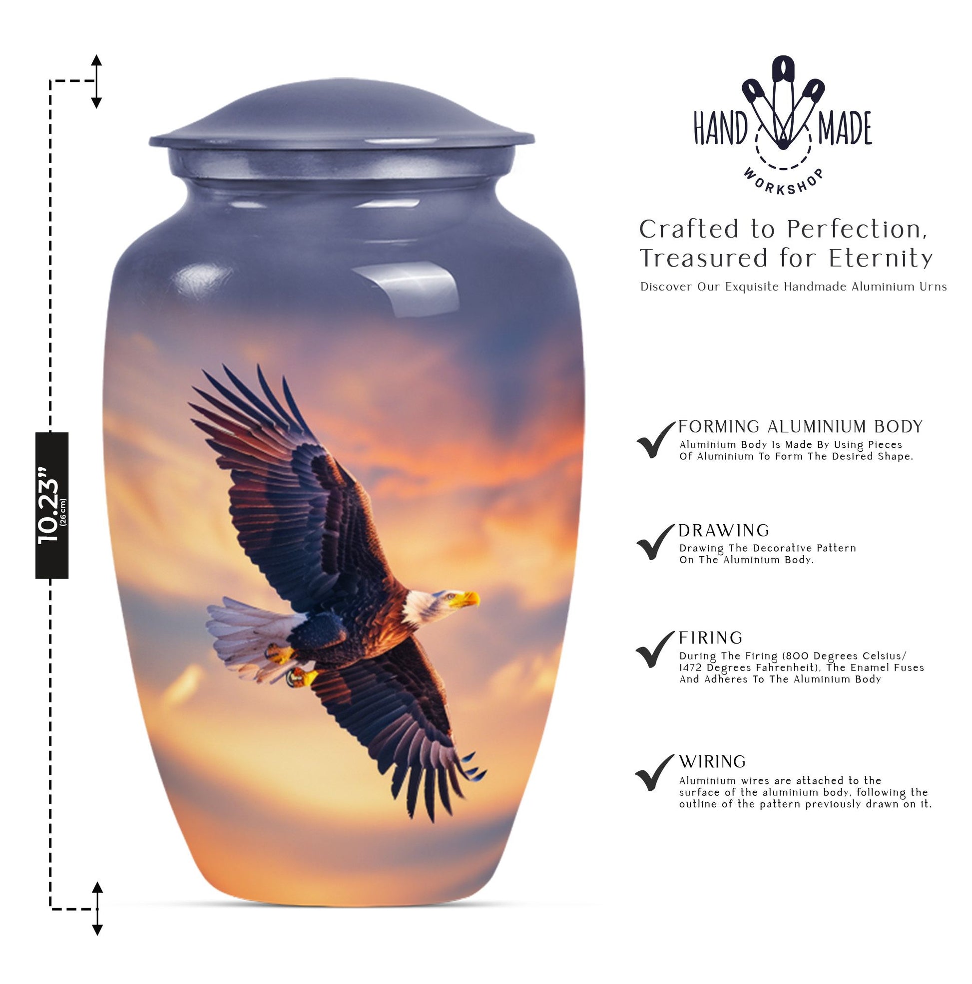 EAGLE Urn, 10 Inch cremation urn for adult female