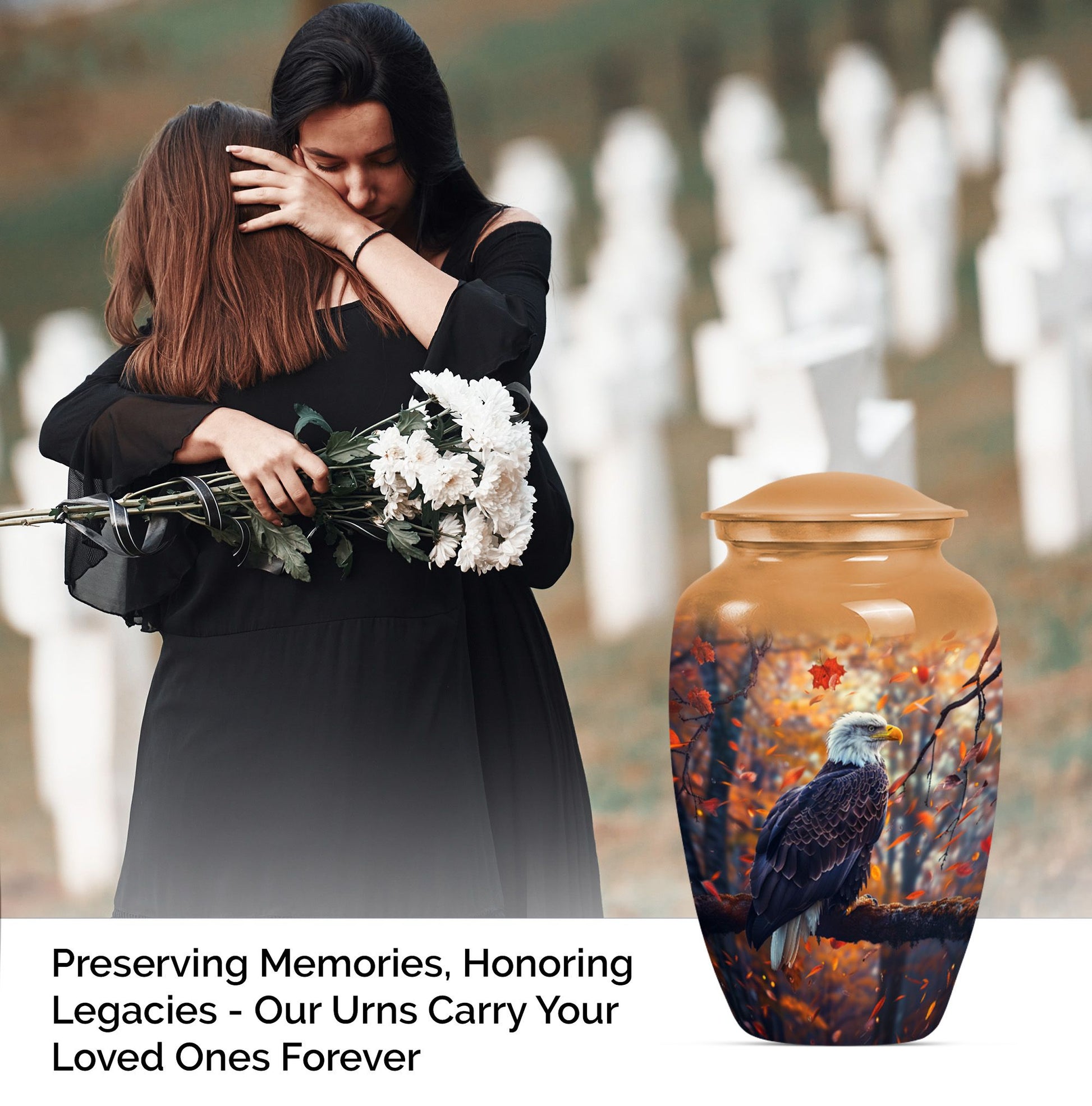 10-inch classic EAGLE Urn, aluminum cremation urn.