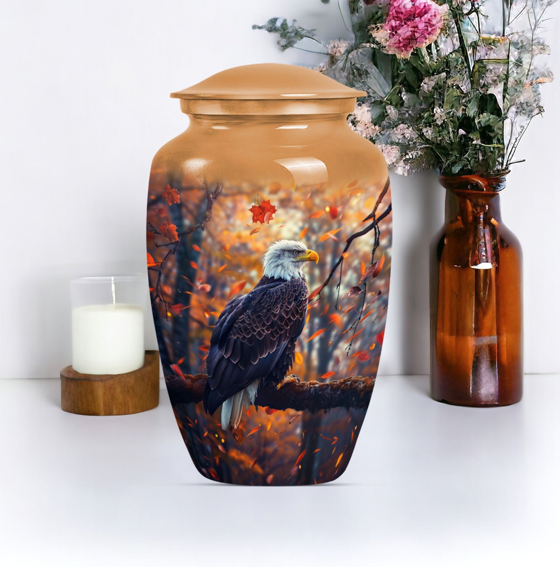 10-inch classic EAGLE Urn, aluminum cremation urn.