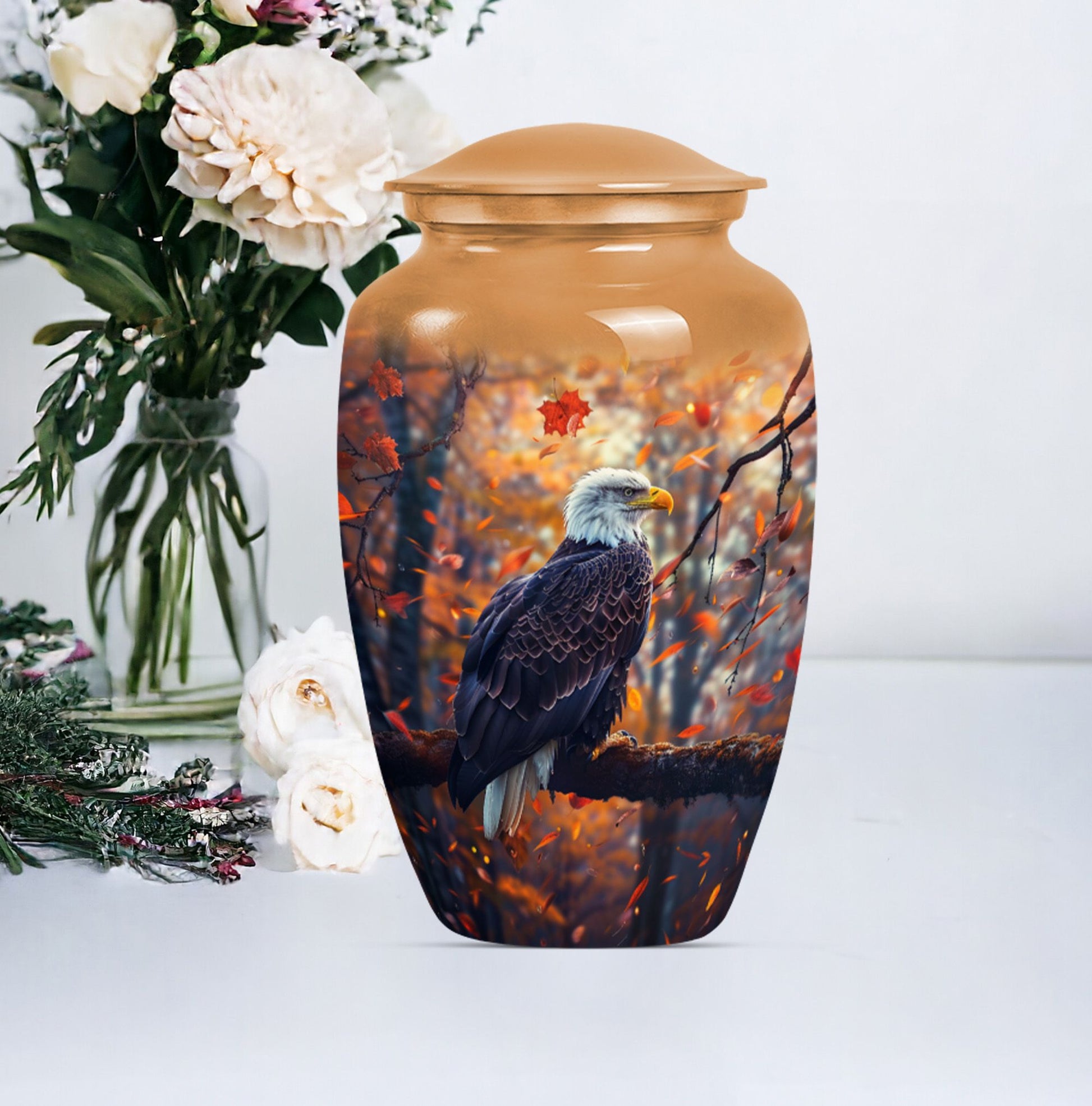 10-inch classic EAGLE Urn, aluminum cremation urn.