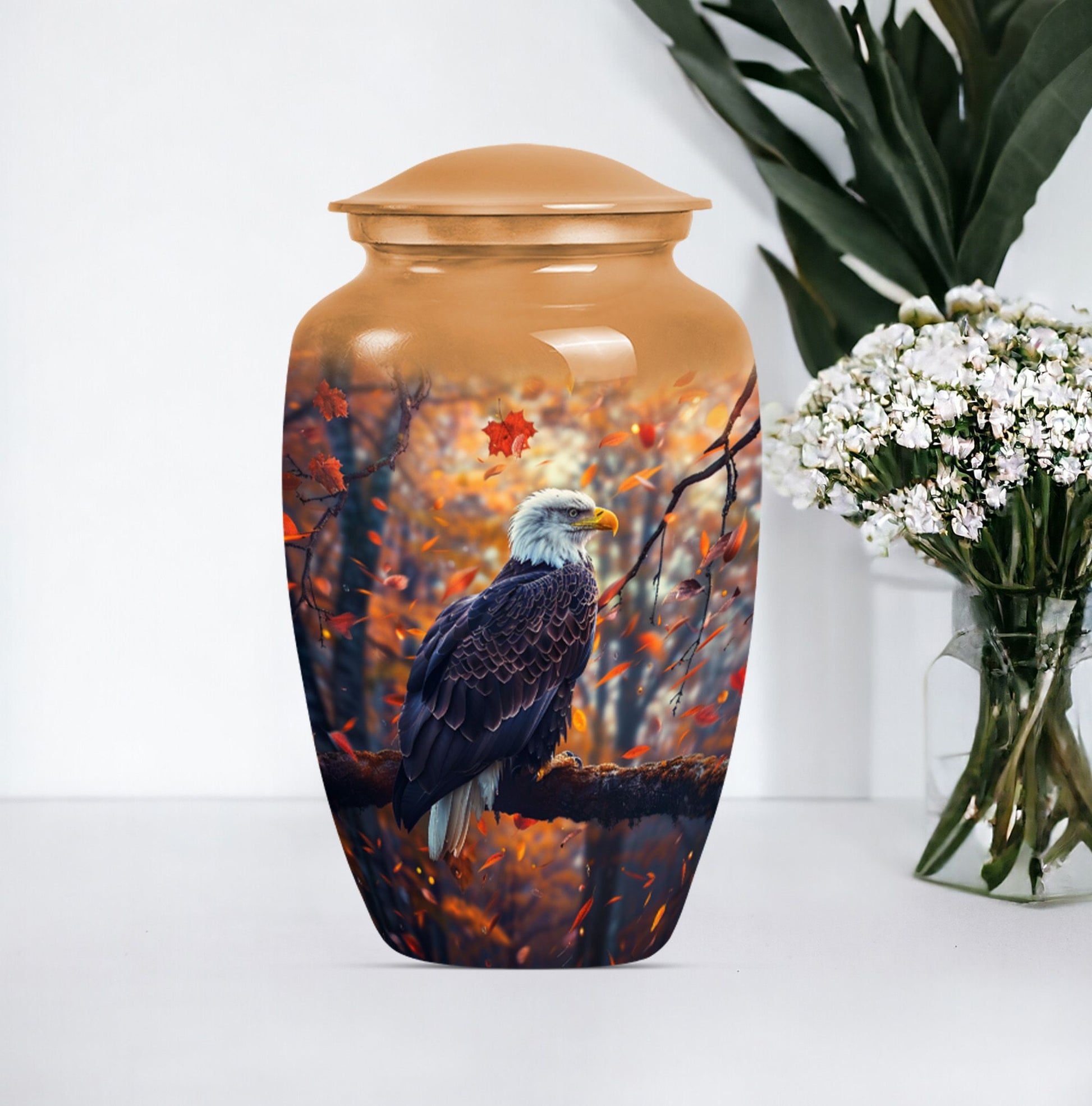 10-inch classic EAGLE Urn, aluminum cremation urn.