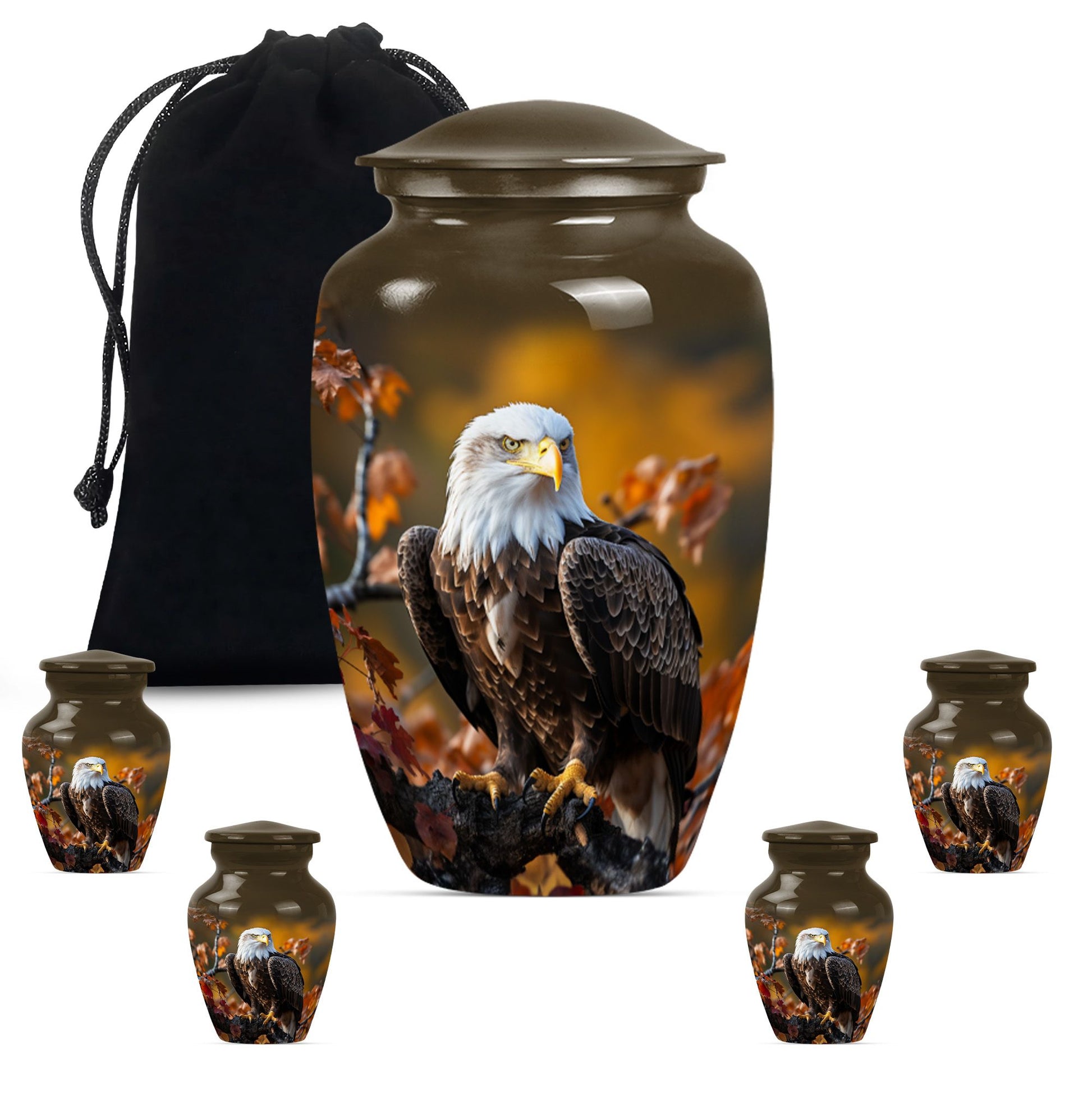  EAGLE Urn with wolf howling theme for cremation ashes