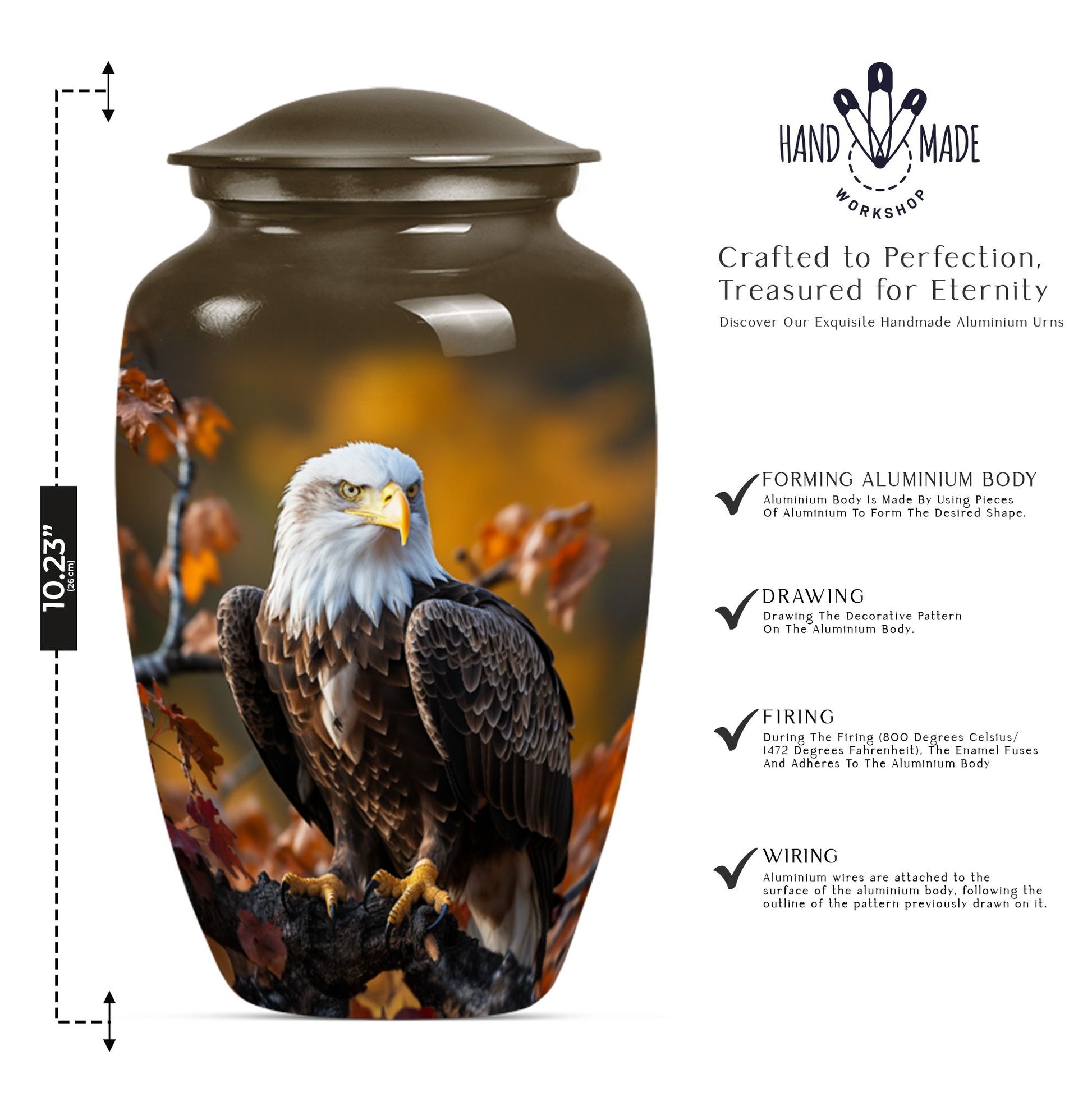  EAGLE Urn with wolf howling theme for cremation ashes