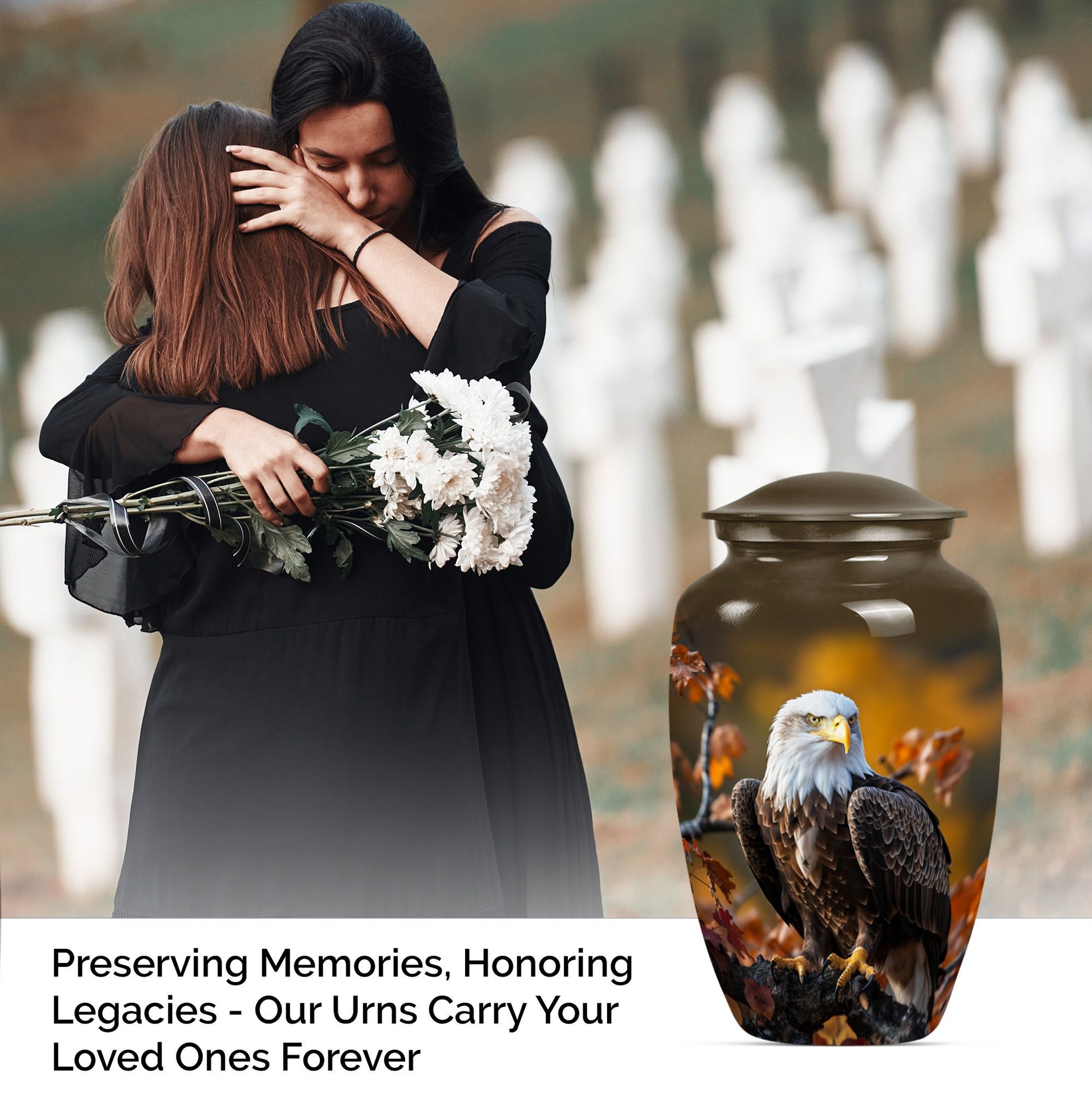  EAGLE Urn with wolf howling theme for cremation ashes