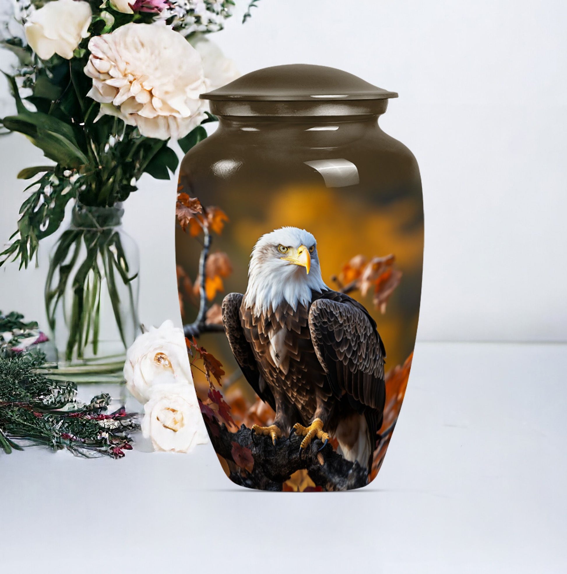  EAGLE Urn with wolf howling theme for cremation ashes