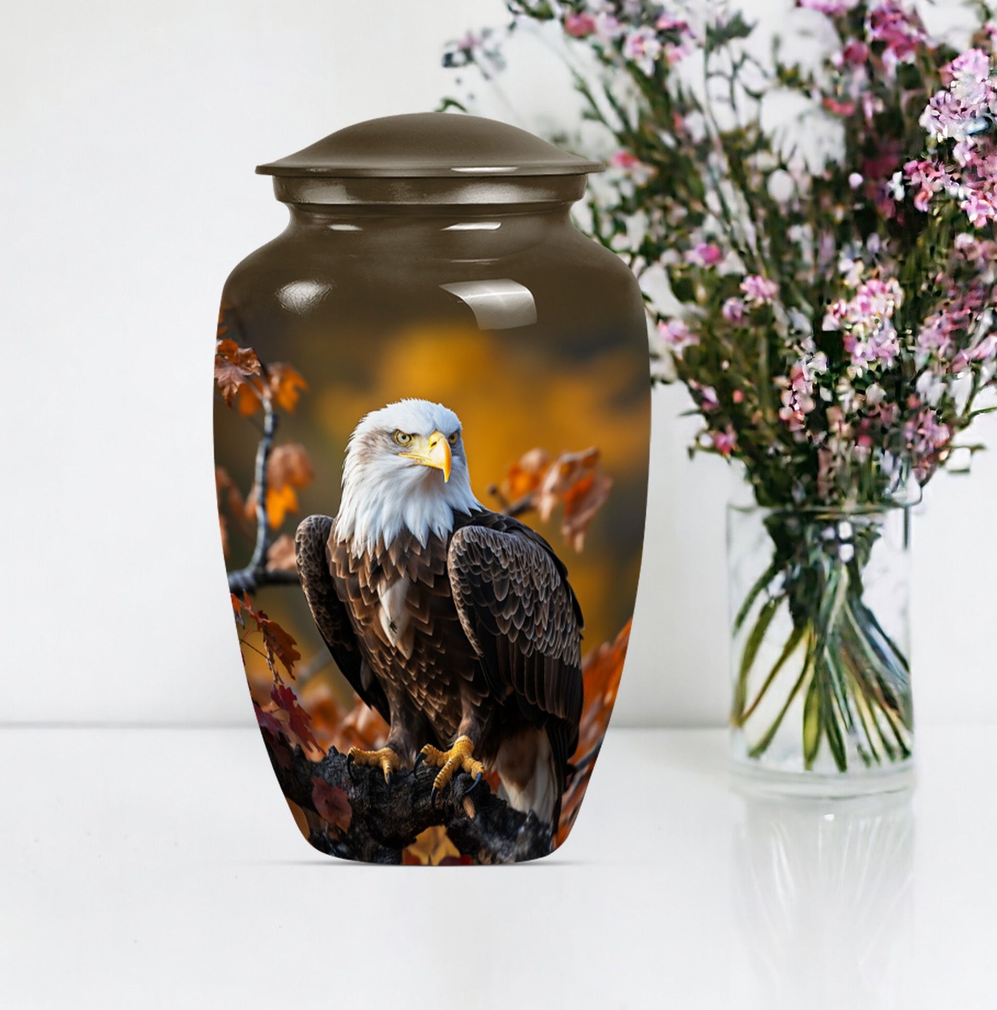  EAGLE Urn with wolf howling theme for cremation ashes