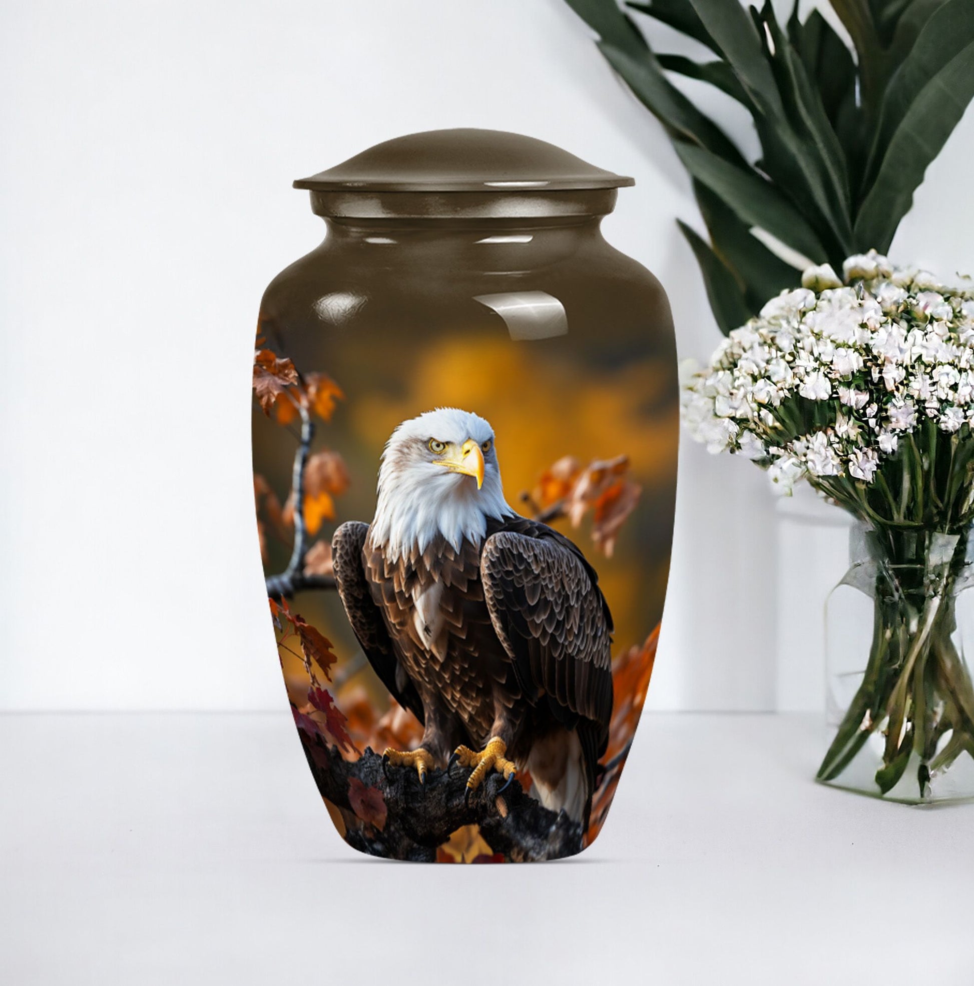  EAGLE Urn with wolf howling theme for cremation ashes