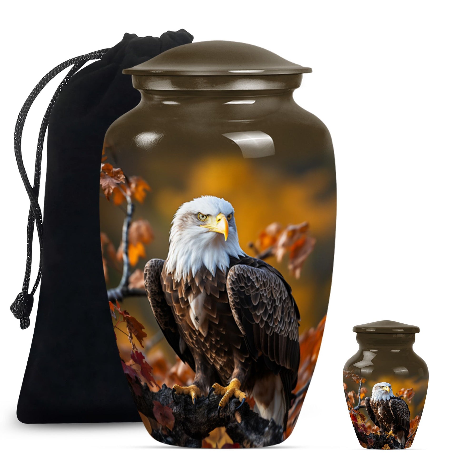  EAGLE Urn with wolf howling theme for cremation ashes