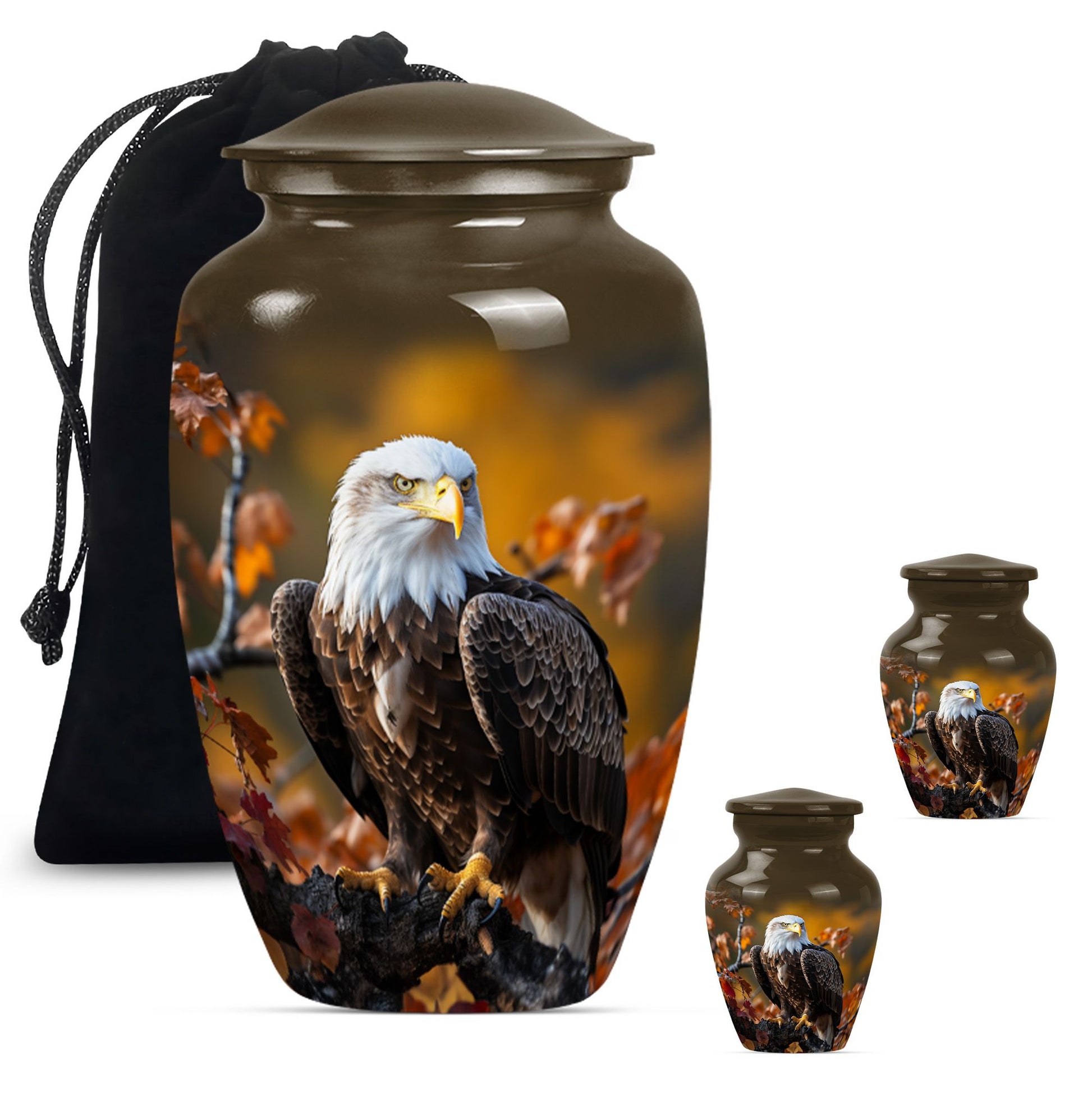  EAGLE Urn with wolf howling theme for cremation ashes