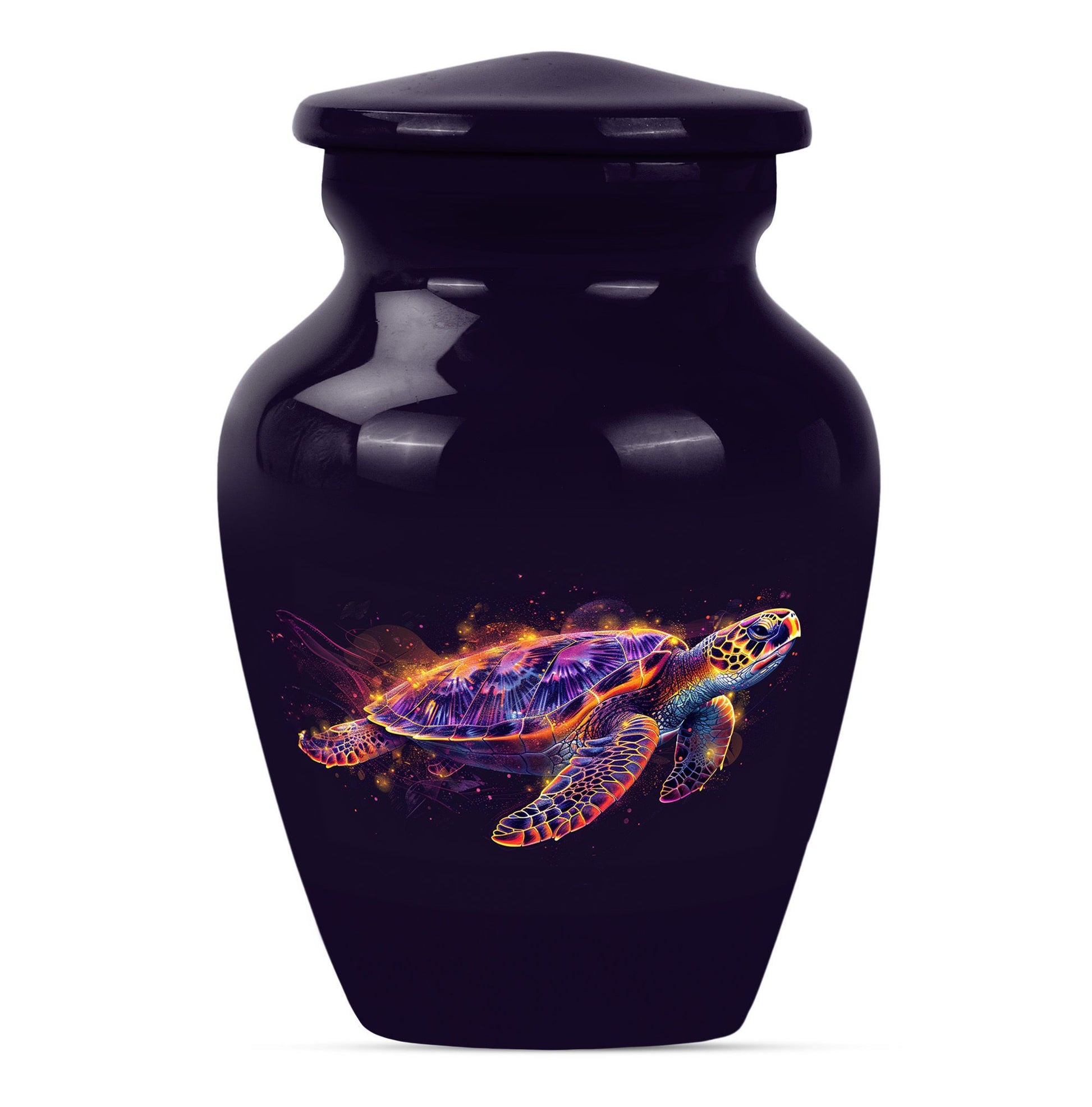 10-inch TURTLE Urn, classic design, wolf howling theme.