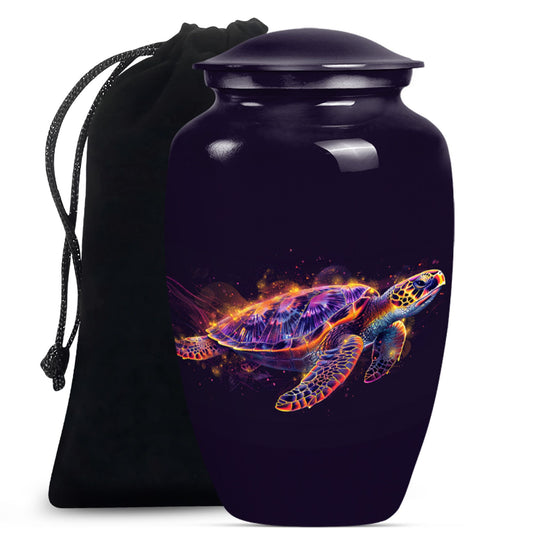 10-inch TURTLE Urn, classic design, wolf howling theme.