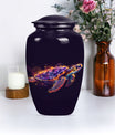 10-inch TURTLE Urn, classic design, wolf howling theme.