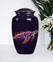 10-inch TURTLE Urn, classic design, wolf howling theme.