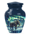 mammoth urn with a howling wolf theme, 