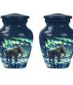 mammoth urn with a howling wolf theme, 