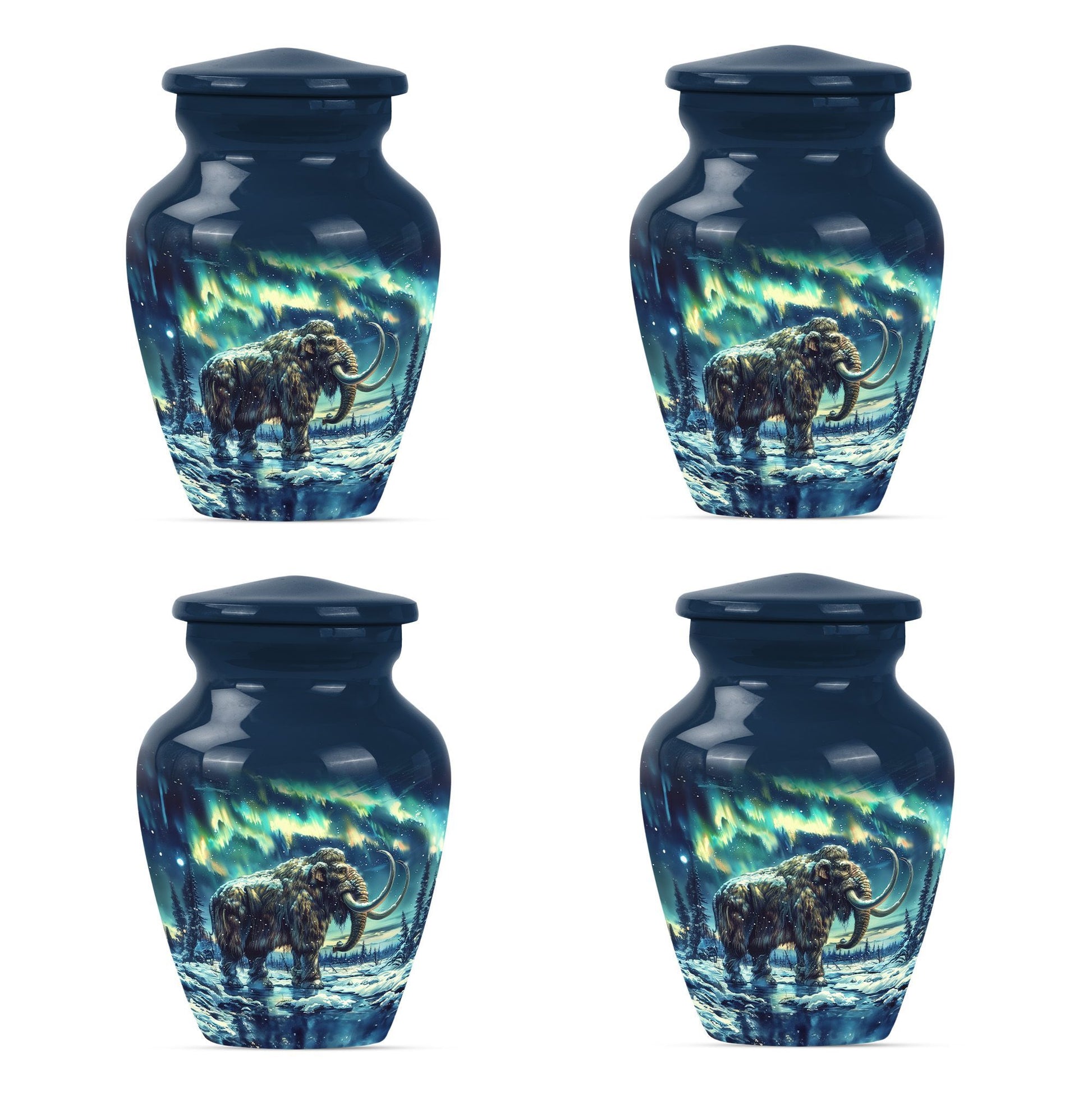 mammoth urn with a howling wolf theme, 