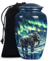 mammoth urn with a howling wolf theme, 