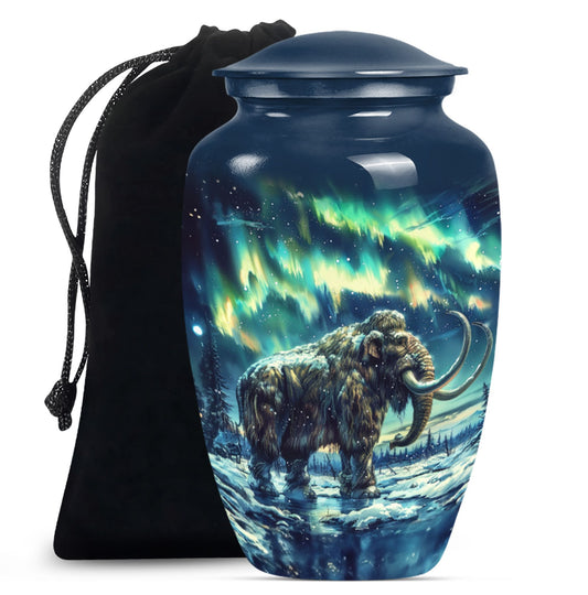 mammoth urn with a howling wolf theme, 