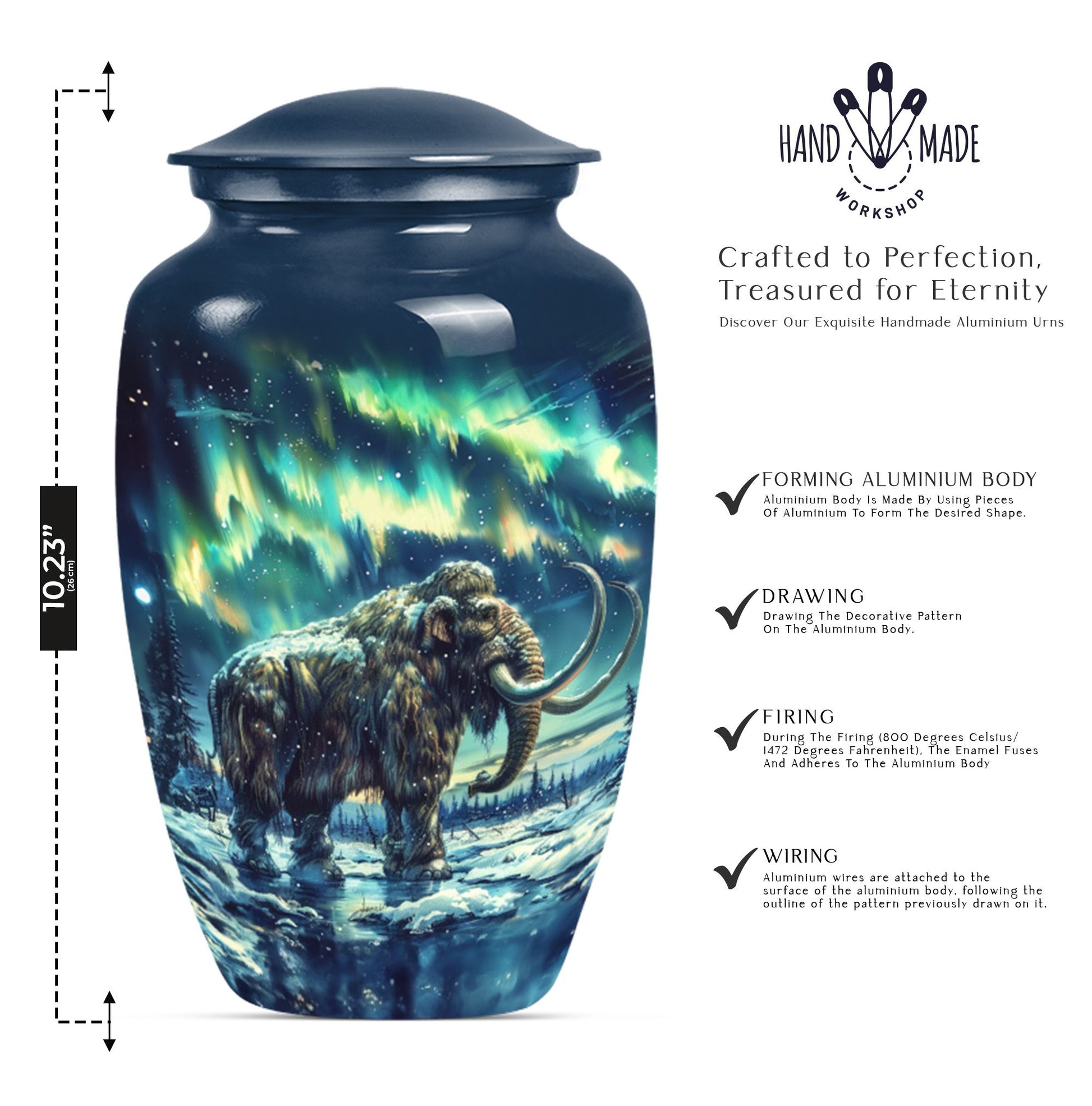 mammoth urn with a howling wolf theme, 